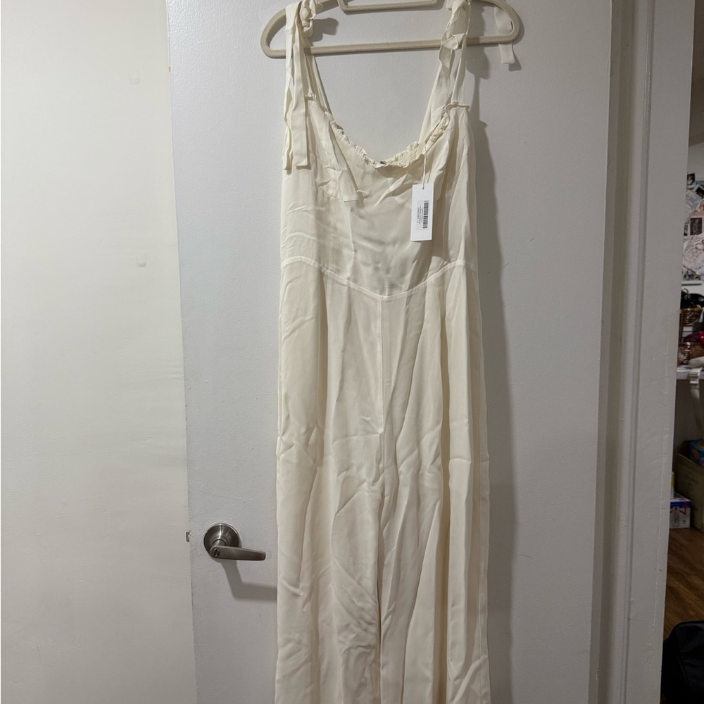 Reformation Ivory Wide-Leg Jumpsuit 🤍 | Sweetheart Neckline – Size 12 - Picture 16 of 16